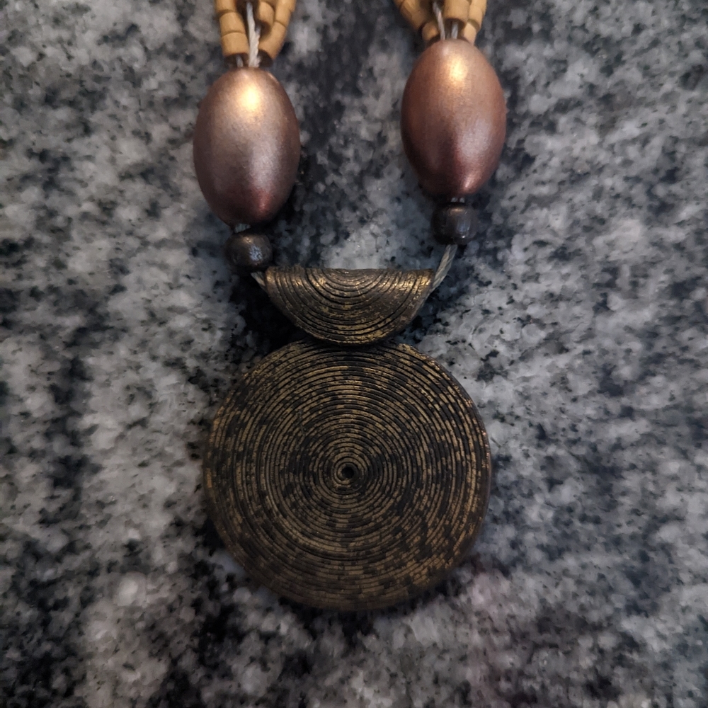 Bohemian Necklace beaded with circle pendant